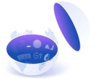 Isometric icon of a white bowl with purple interior displaying data graphics, representing SEO