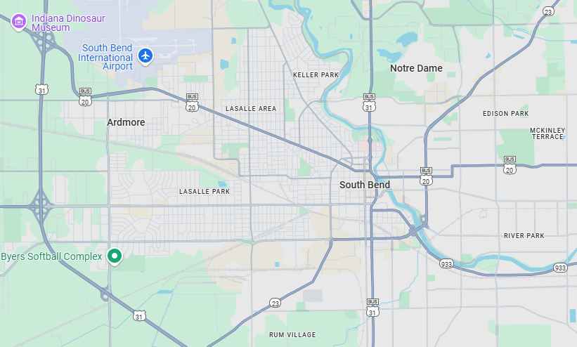 Map of South Bend IN Service Area