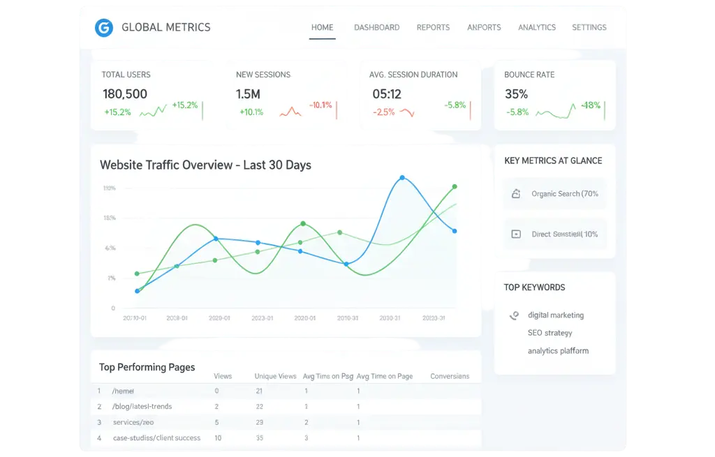 Digital Marketing Results Dashboard - Ikai Media - Ikai Media Digital marketing dashboard showing website traffic and key performance indicators