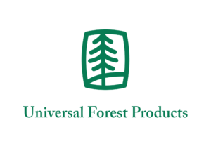 Green Universal Forest Products logo on a black background