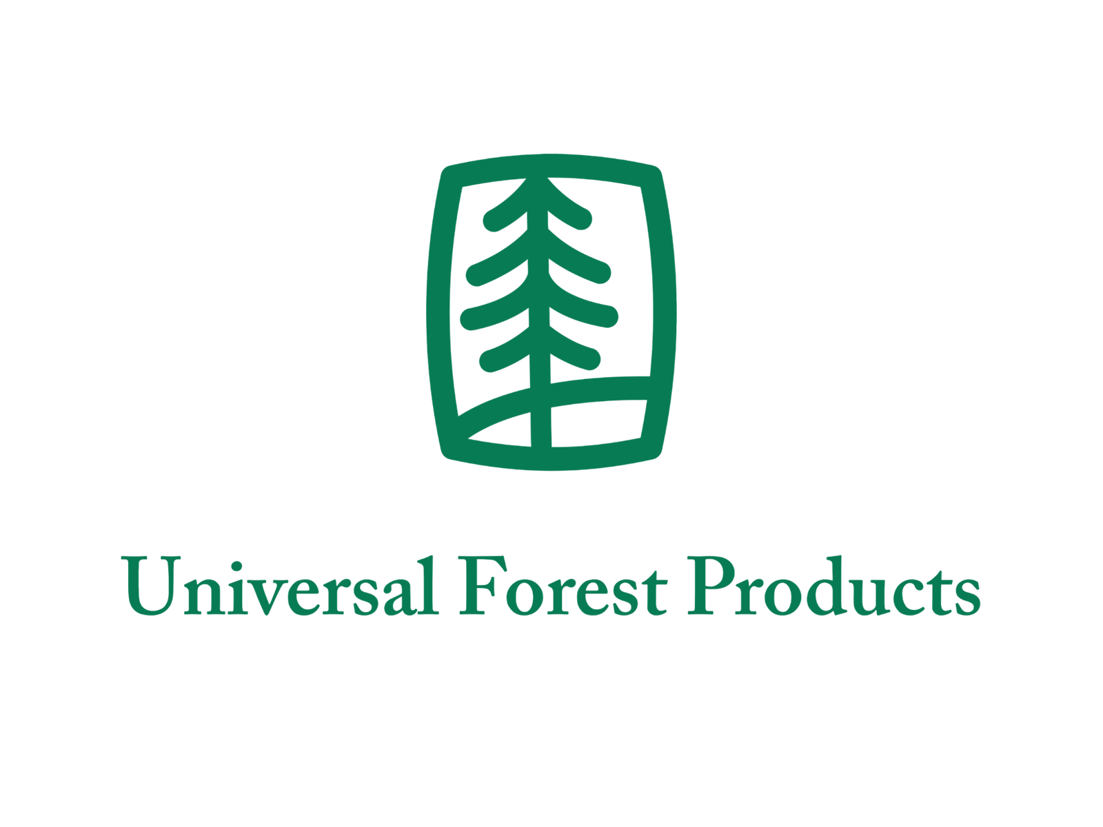 Green Universal Forest Products logo on a black background