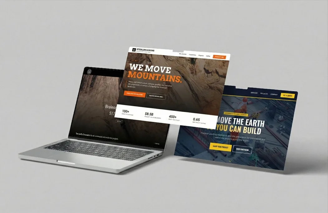 Laptop displaying website design mockups for ikai media clients