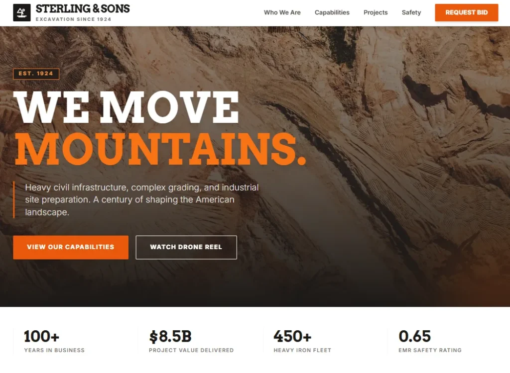 Excavation company website homepage design by ikai media