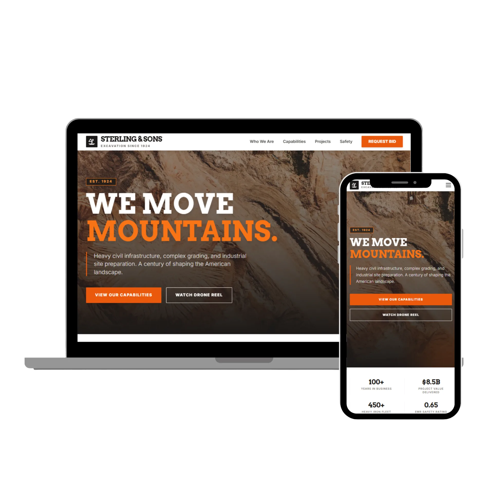 Responsive Website Design Display - Ikai Media Responsive web design for sterling sons shown on laptop and smartphone