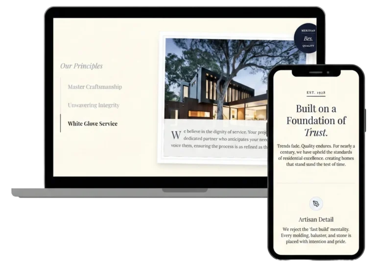 Laptop and smartphone displaying a responsive web design for a luxury brand