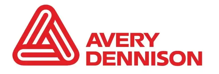 Avery Dennison logo with red text and a triangular symbol on a white background