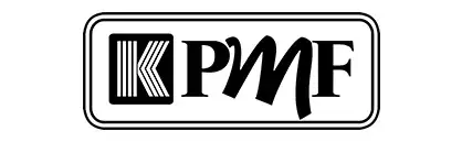 Black and white KPMF company logo in a rounded rectangular outline