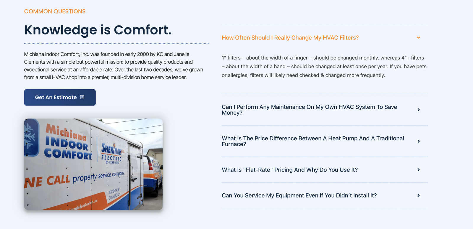 Screenshot 2026-04-15 at 22530 PM - Ikai Media - Ikai Media Service van with michiana indoor comfort branding in orange and blue parked outdoors