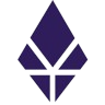 Abstract purple diamond shaped logo made of four triangular segments